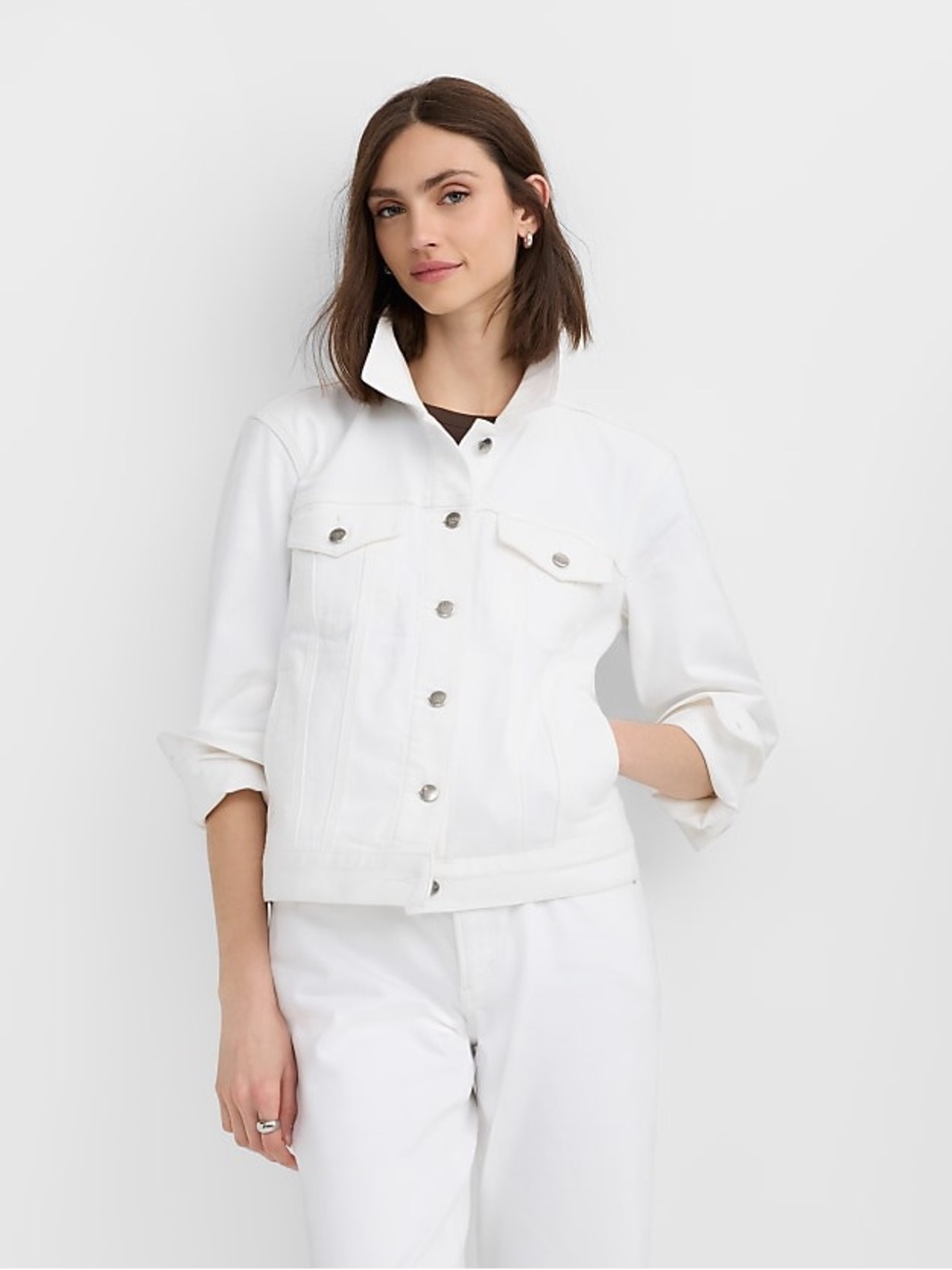 Loft White Denim Trucker Jacket